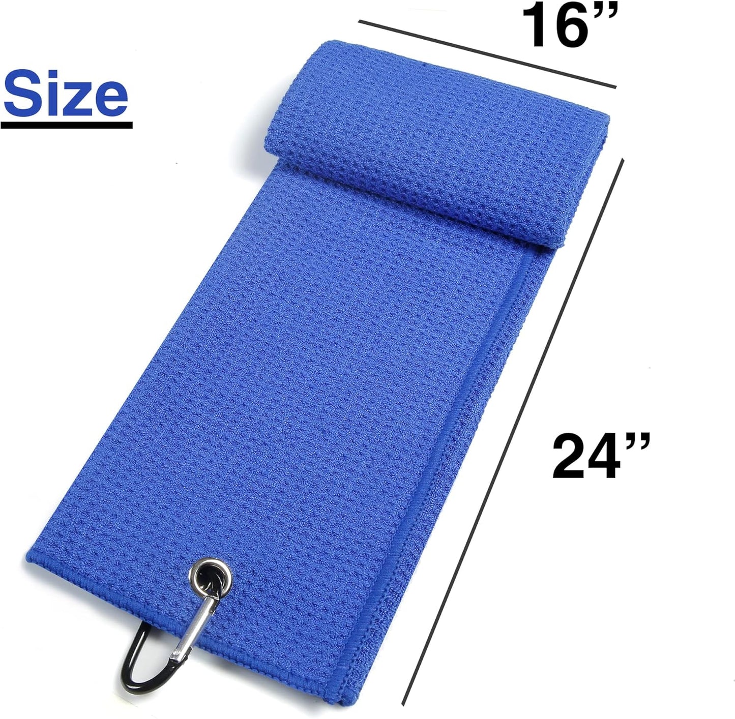 Golf Towel, Microfiber Golf Towels with Waffle Pattern Tri-Fold Golf Accessories for Men | Golf Brush Tool Kit | Grey Golf Towel | Golf Towels for Golf Bags with Clip (Grey) (Blue)